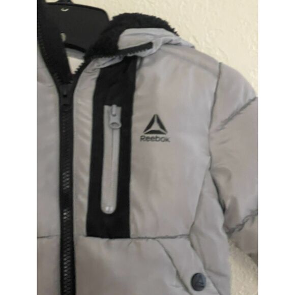 3T Reebok Grey Puffer Jacket Zips Black Accents Fleece lined ~Warm Coat Boys - Picture 2 of 7